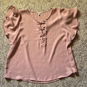Maurice’s 2x polyester flowy Women's Blush Pink Lace-Up Top worn once